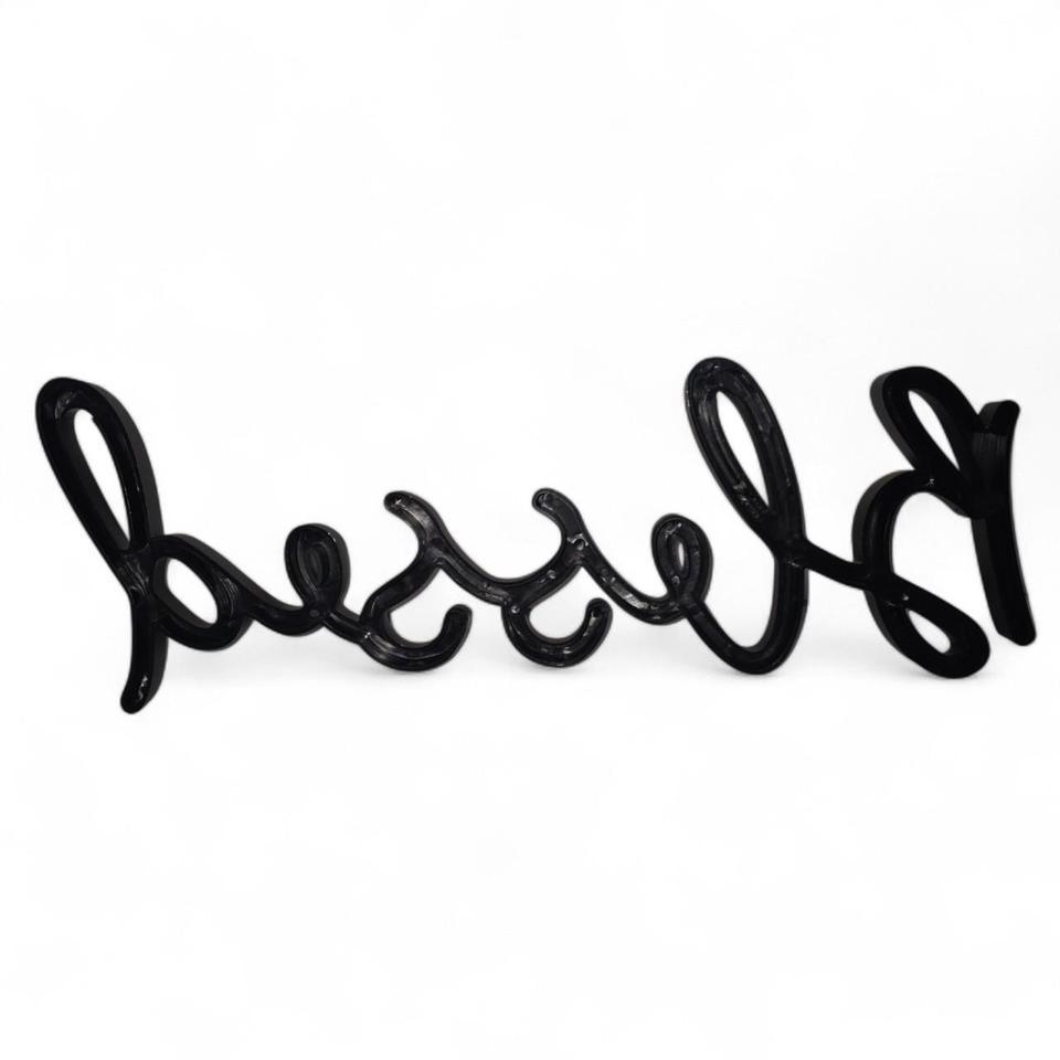 Blessed Black Script Wall Sign 3a56 4