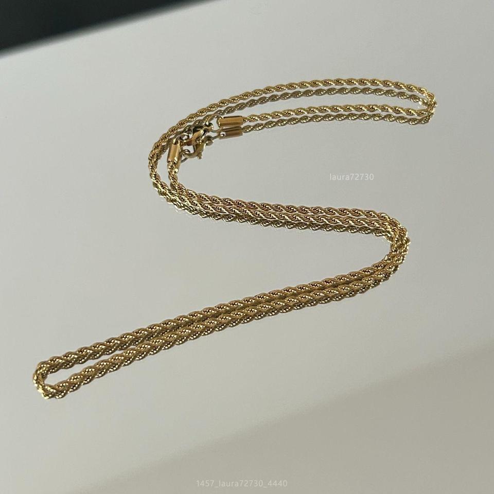 Gold Basic Rope Chain Necklace 734f