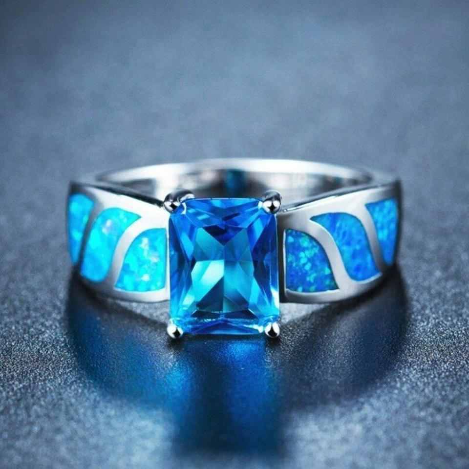 New Rectangle Cut Blue D027 3