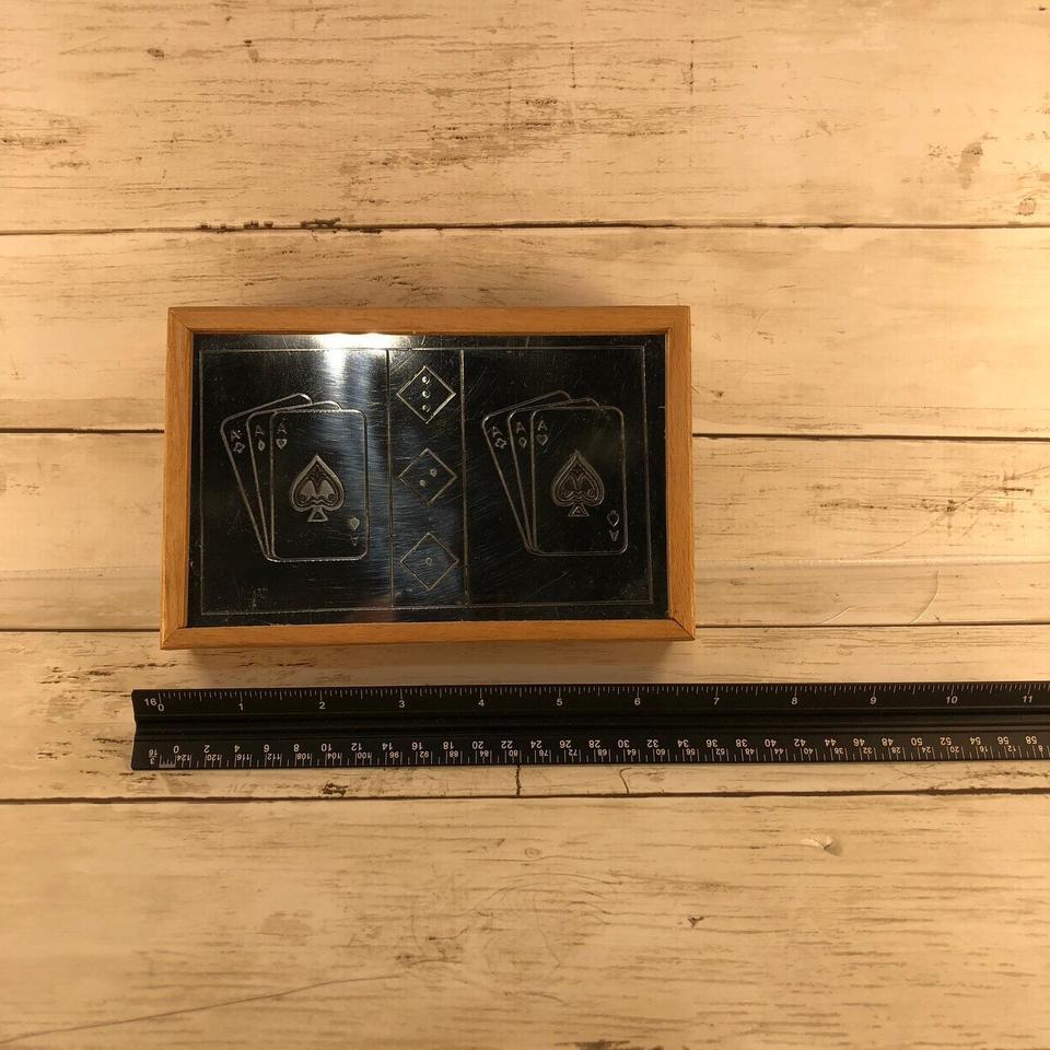 Vintage Wood Playing Card Box 6e23 2
