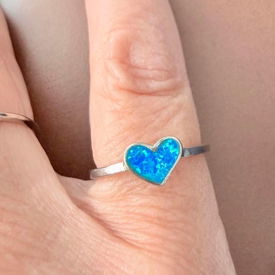 Sterling Silver Blue Heart Fire Fac7 2