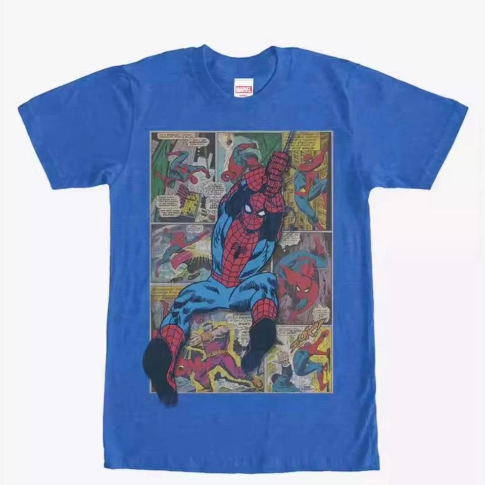 Spider Man Comic Book Blue T Shirt 6042