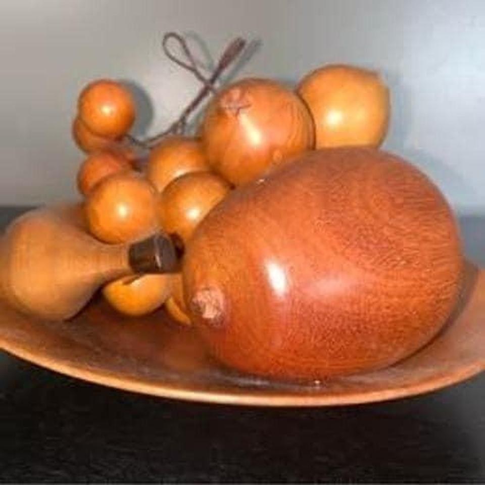 Mcm Hand Carved Wooden Fruit