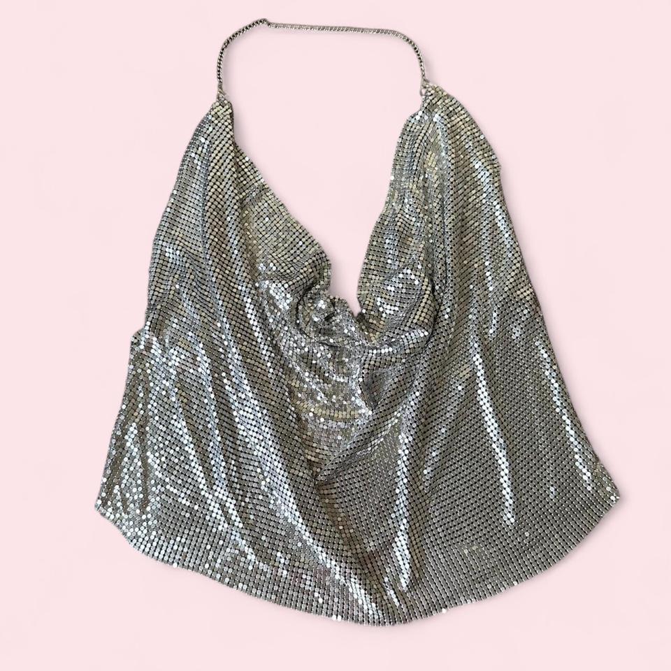 Y2k Silver Chainmail Halter Top 7e32