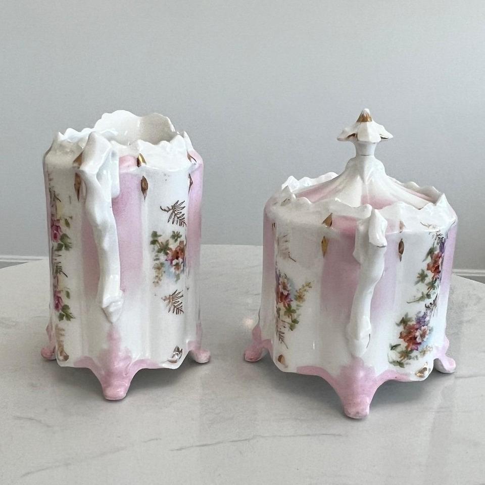 Antique Victorian Pink Floral Porcelain 1139 4