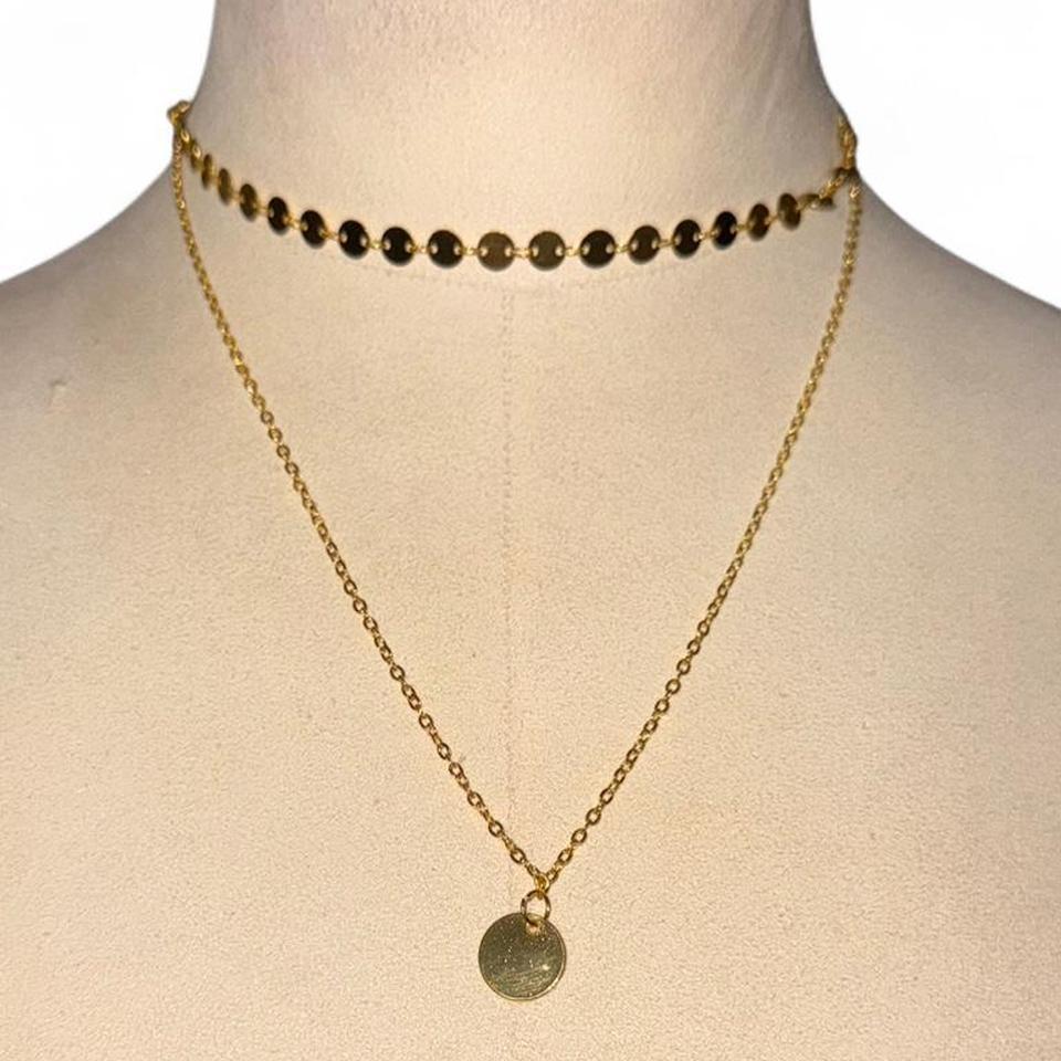 Gold Coin Choker Necklace Chic B0d4
