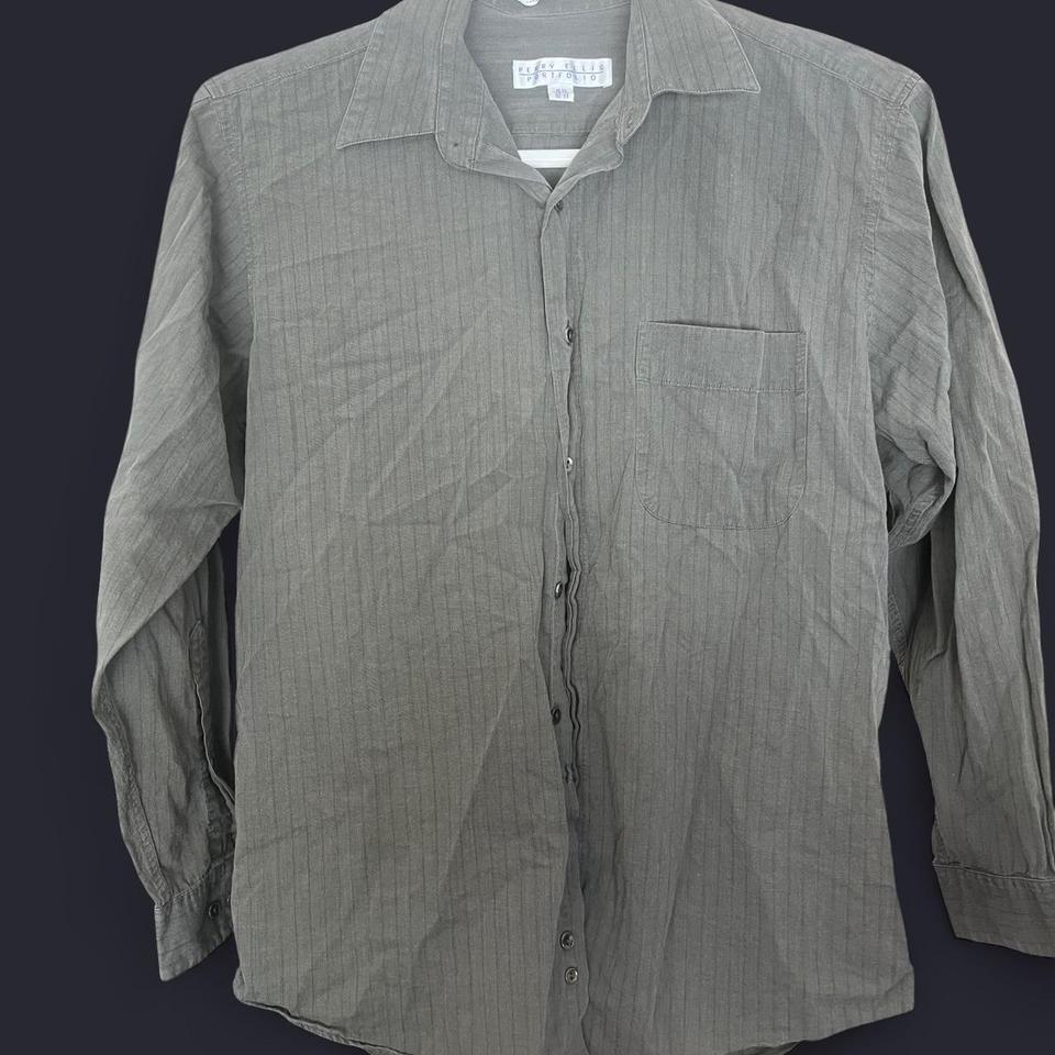 Dark Gray Striped Button Up Shirt