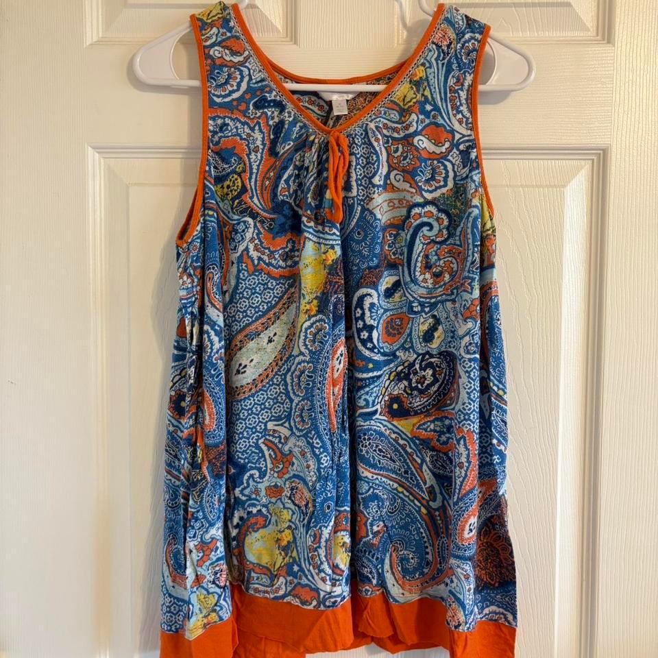Blue And Orange Paisley Print 2
