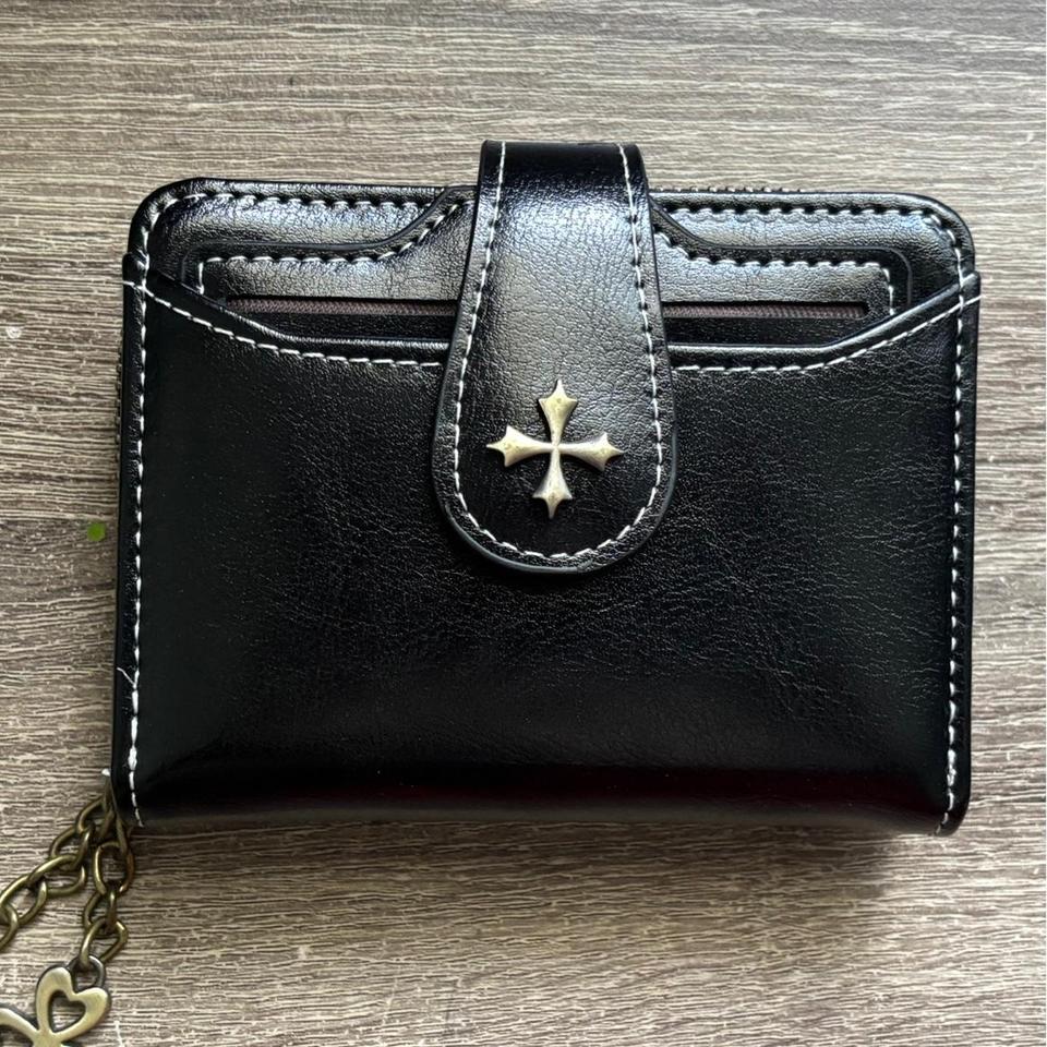 Black Leather Cross Wallet 7357
