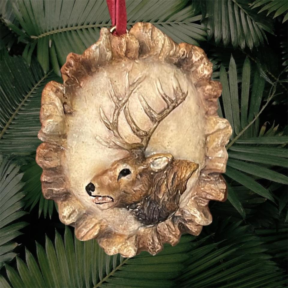 Rustic Christmas Ornament Faux Carved