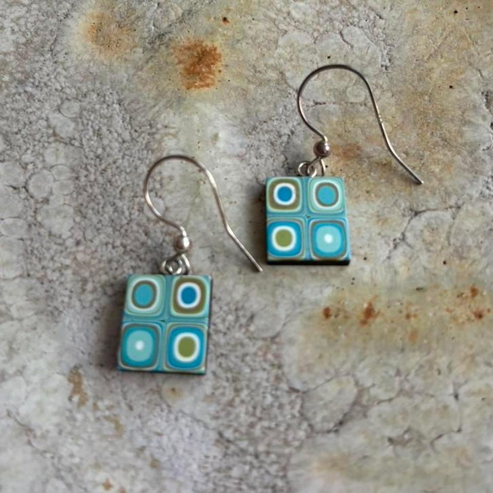 Blue And Green Square Patterned