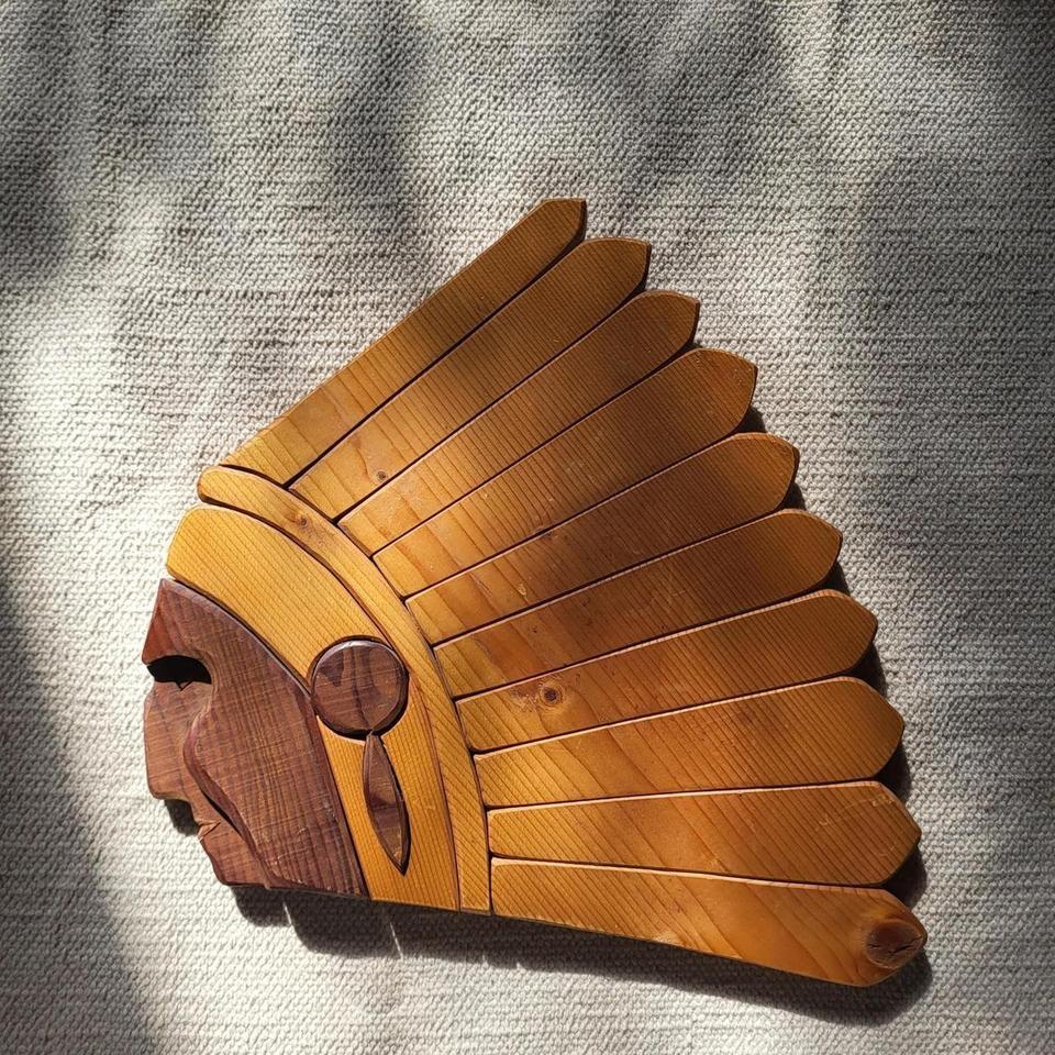 Handmade Wooden Native American Indigenous 50d0