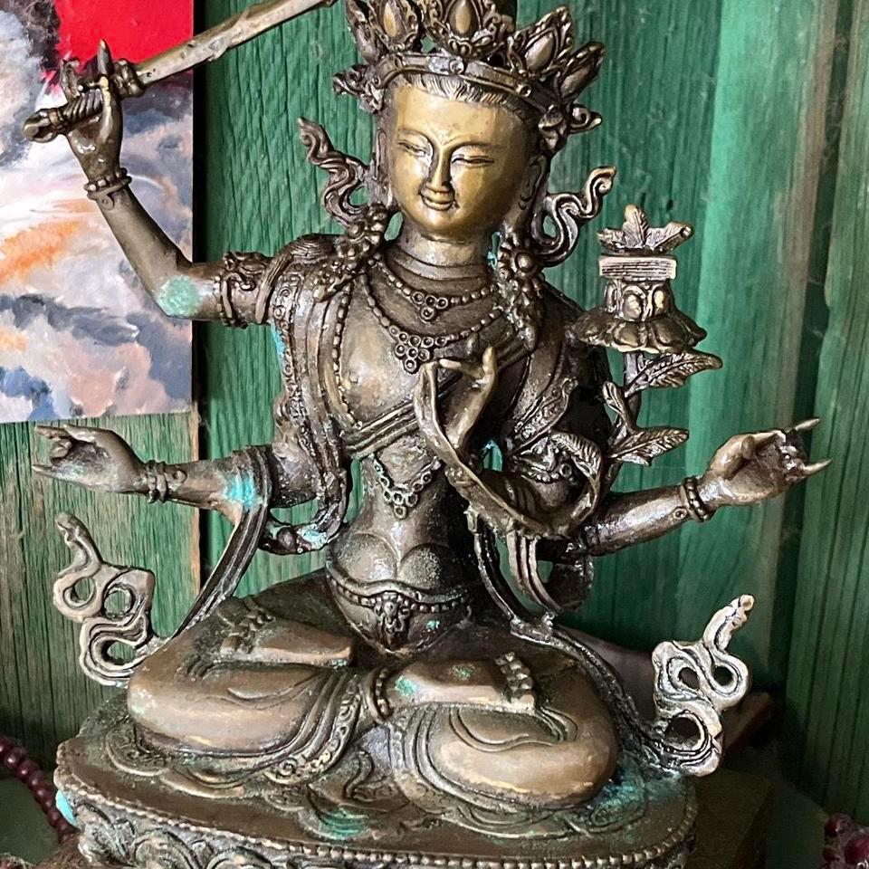Manjushri Bodhisattva Tibetan Buddha Bronze Dce5