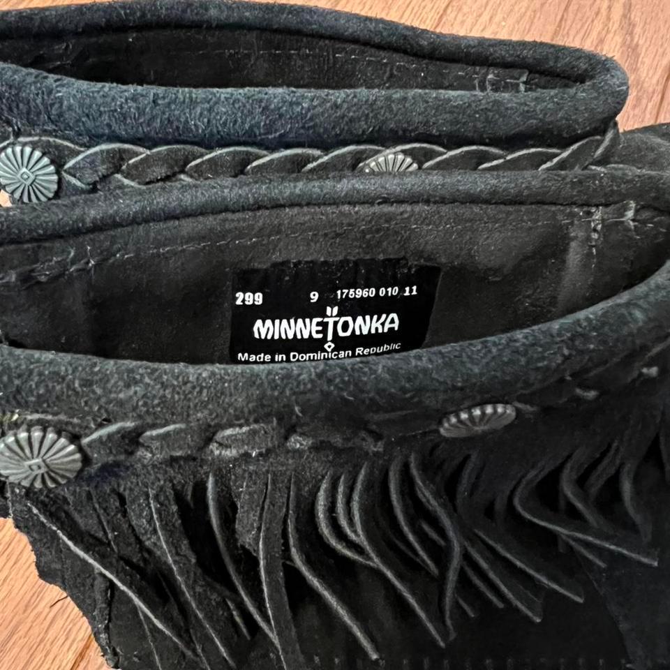 Black Suede Fringe Boots With 0673 4