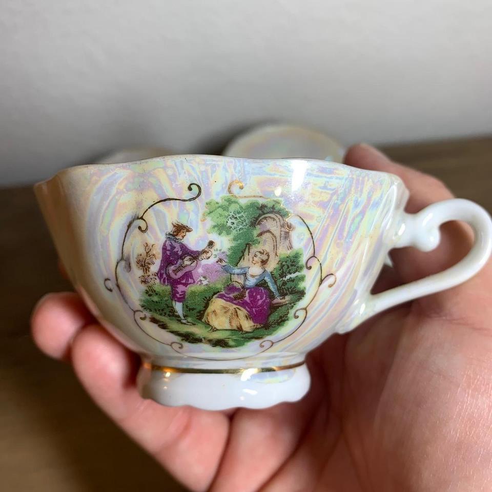 Vintage Teacup Set 4 Iridescent 84a6 7
