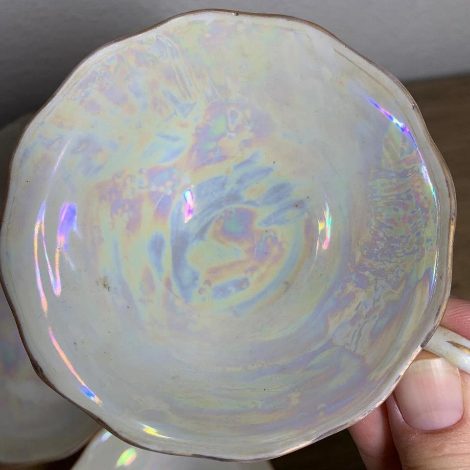 Vintage Teacup Set 4 Iridescent 84a6 6