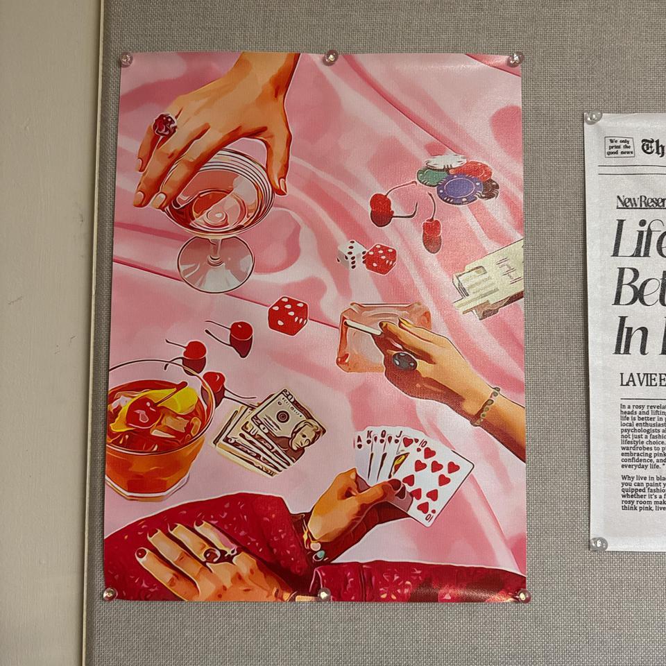 Pink Vintage Style Poster With 0834
