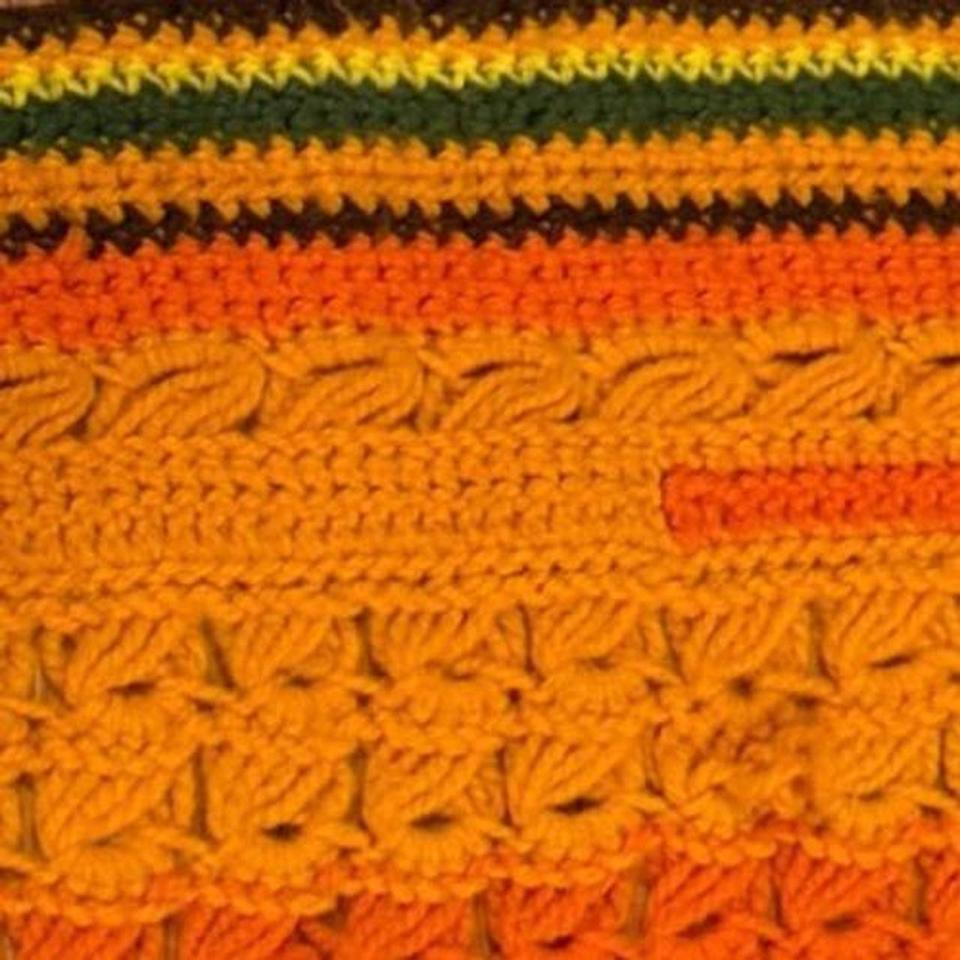 Vtg 70s Mcm Handmade Crochet 586f 5