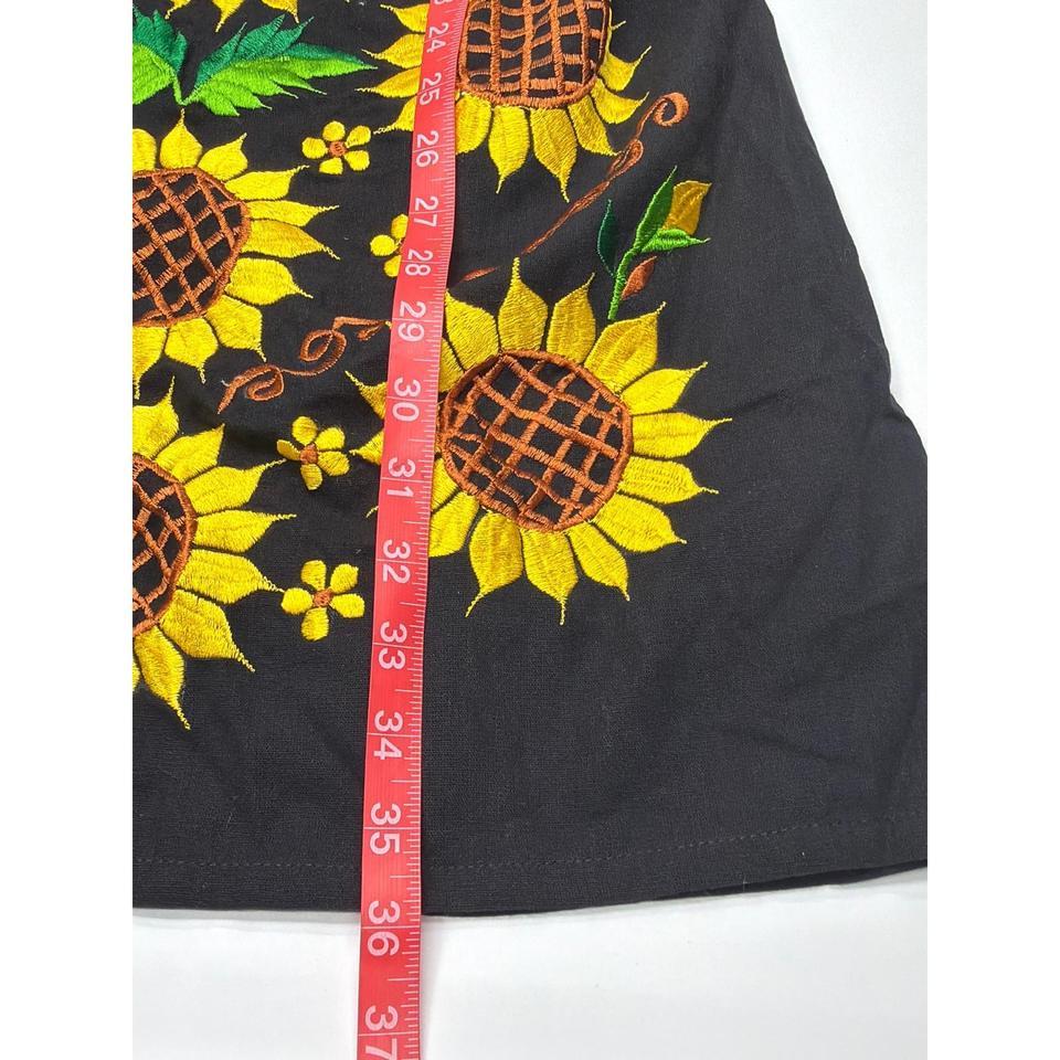 Mexican Embroidered Sunflower Mini Dress Cf23 4