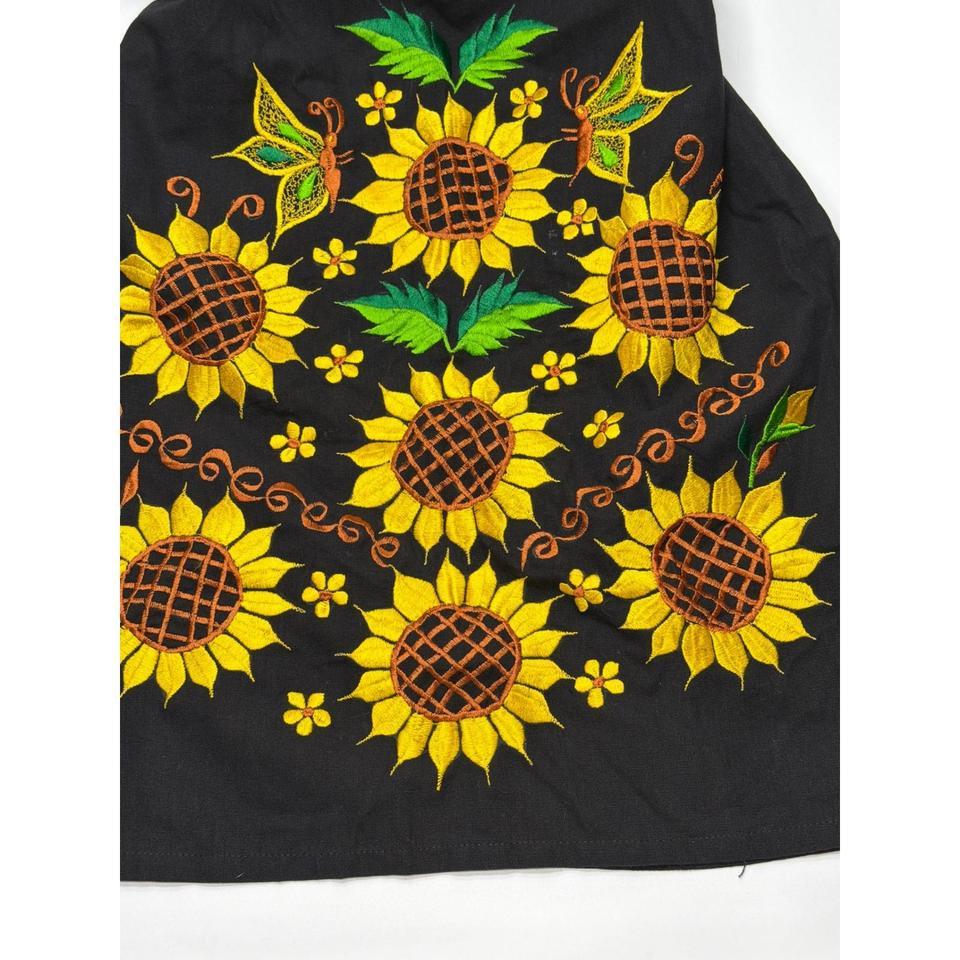 Mexican Embroidered Sunflower Mini Dress Cf23 3