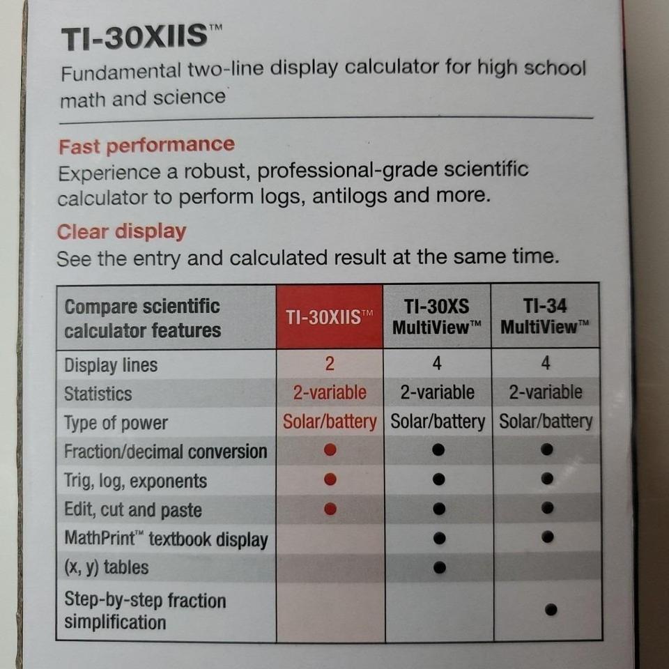 Texas Instruments Ti30xiis Scientific Calculator 88f2 3