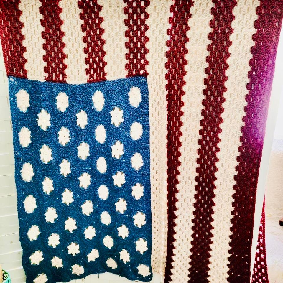 Hand Crocheted American Flag Show 3