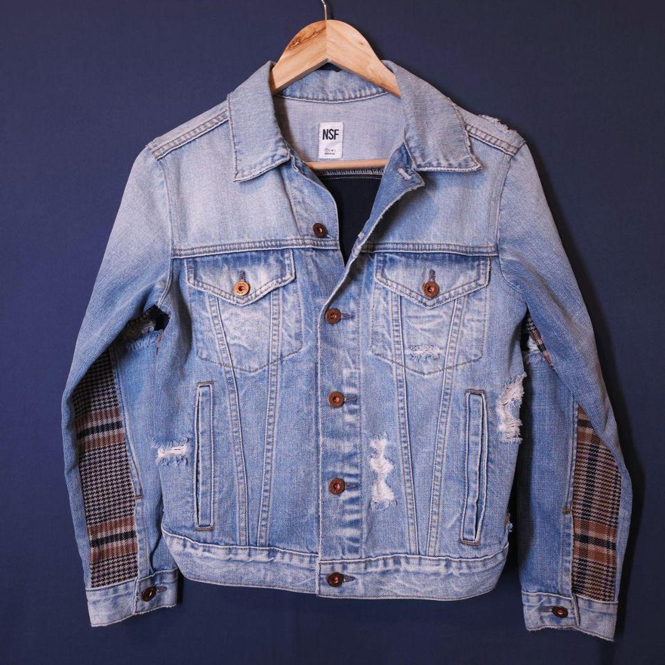 Nsf Blue Plaid Denim Jacket A17e 2
