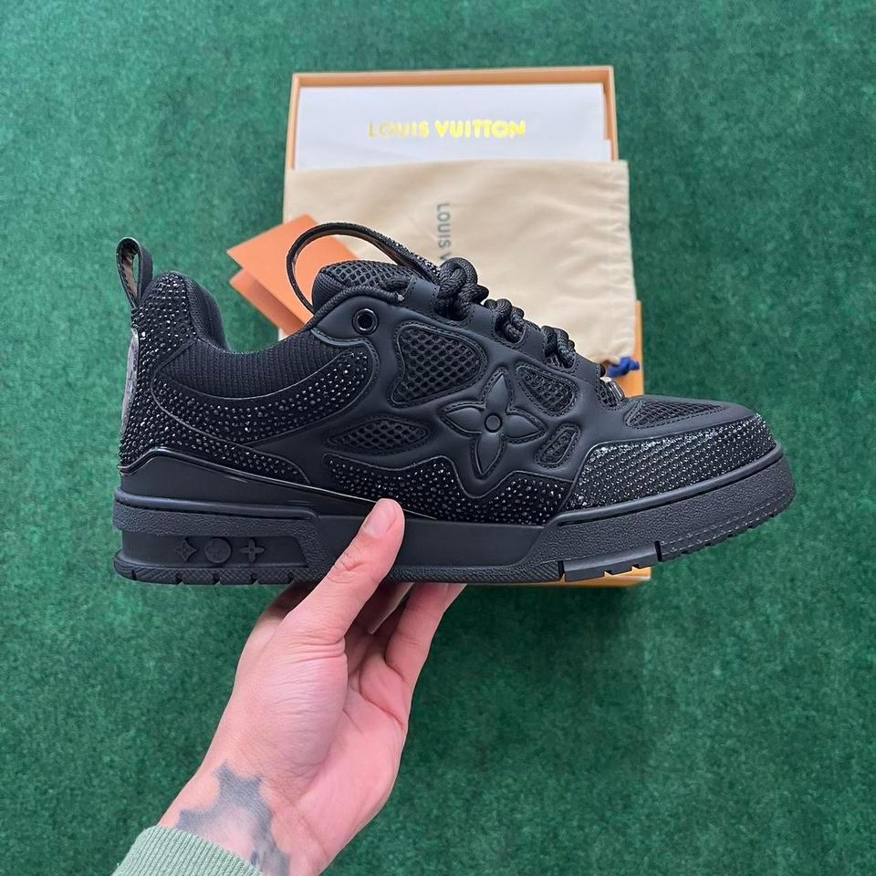Louis Vuitton Black Rhinestone Sneakers 7622