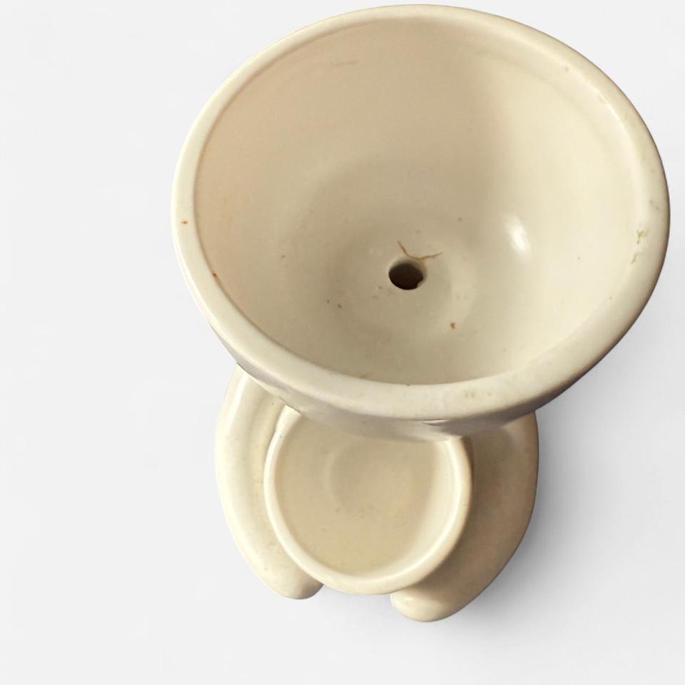 Tiny Cream Ceramic Planter With 3