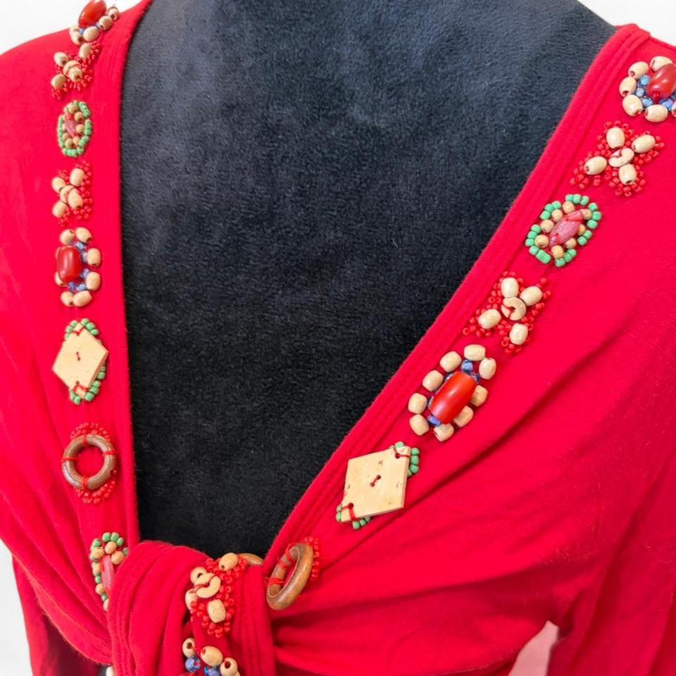 Rare Vintage Red Beaded Tie 1d7c 3