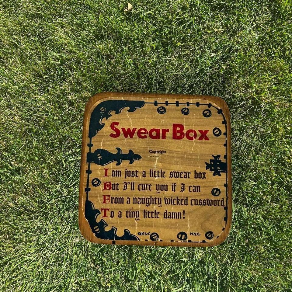 Vintage Wooden Swear Box Mid Century 6766