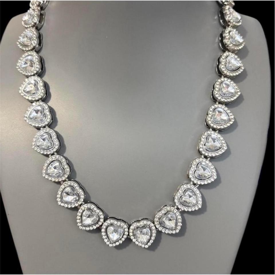 Silver Heart Necklace Choker Heartjewelry 8a84