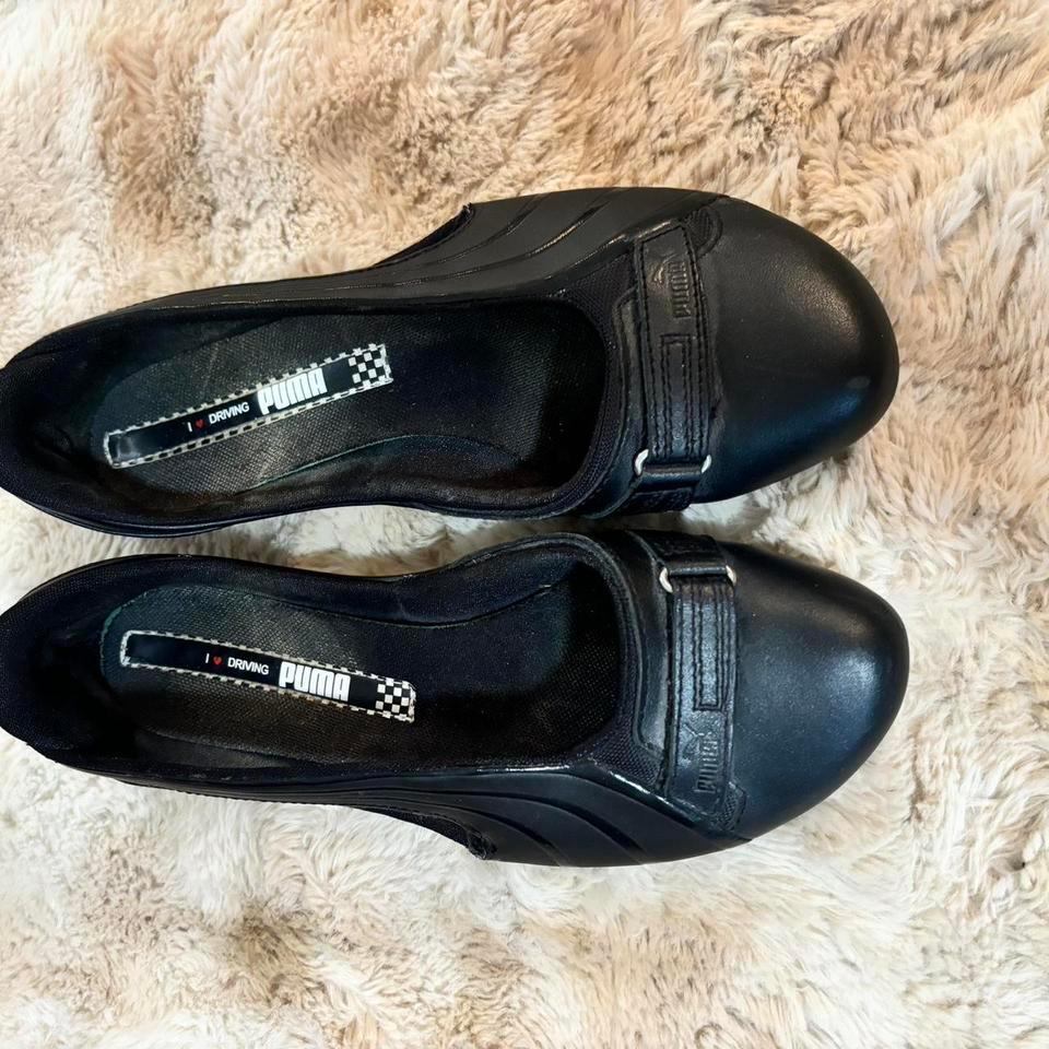 Puma Black Leather Ballet Flats B45a 2