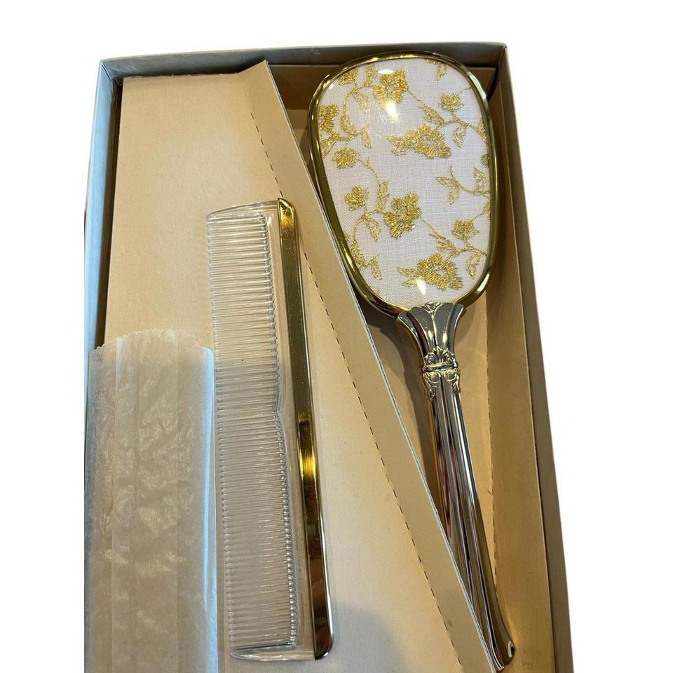 Vintage Vanity Set Gold Floral 3b39