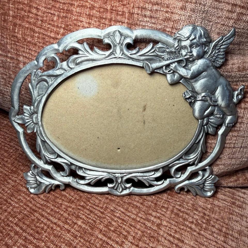 Vintage Cherub Picture Frame Silver A7c6 2