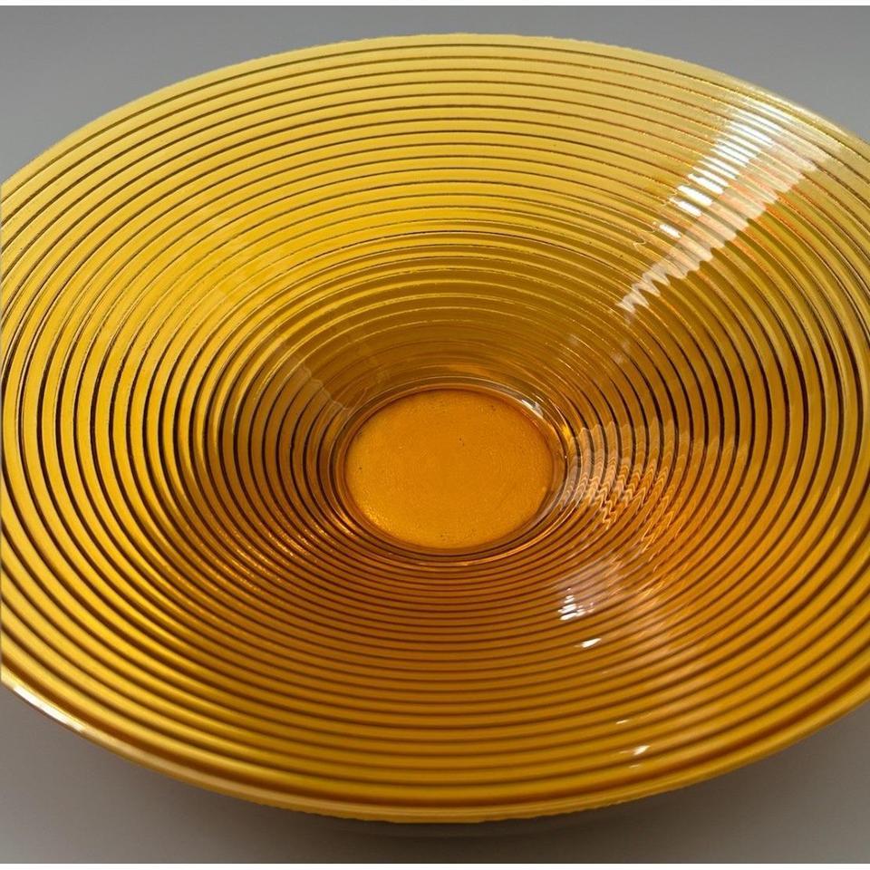 Imperial Glass Bowl Amber Ribbed F95f 3