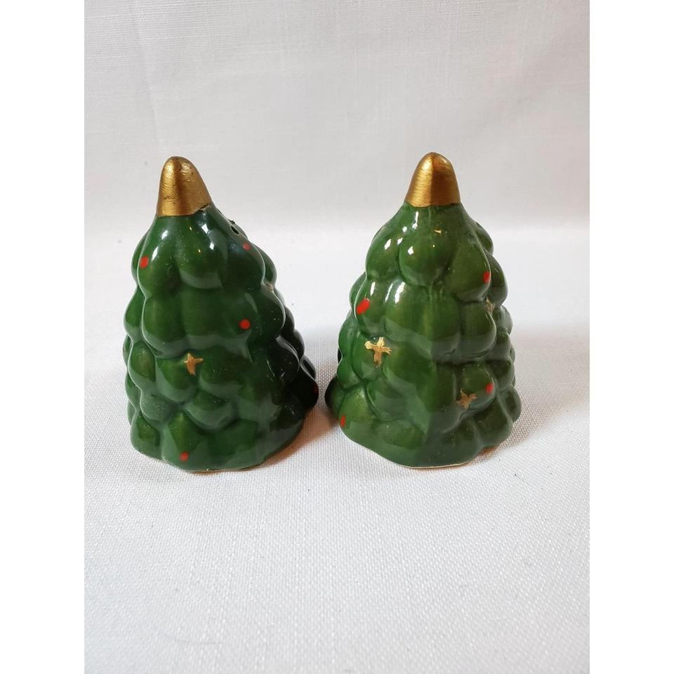Vintage Green Christmas Tree Salt E5fc 2