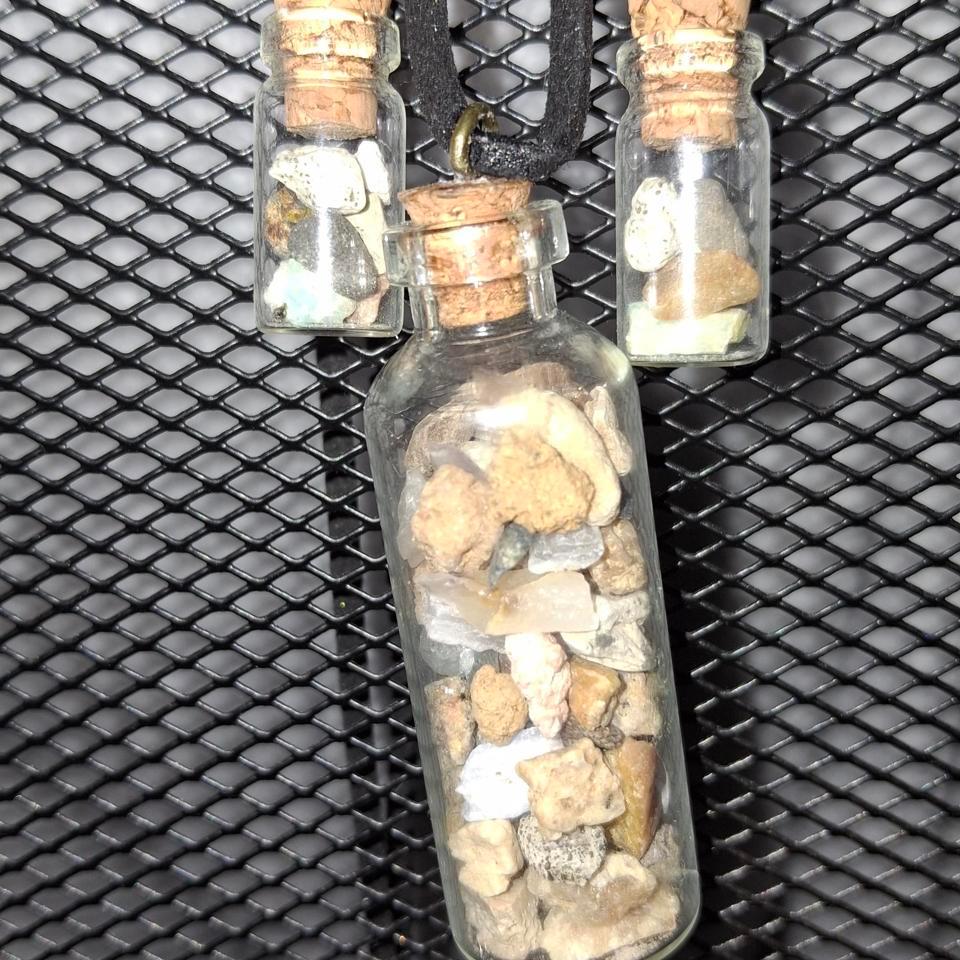 Whimsical Glass Bottle Necklace And 5