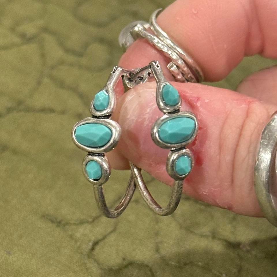 Sterling Silver And Turquoise Hoop 1f54