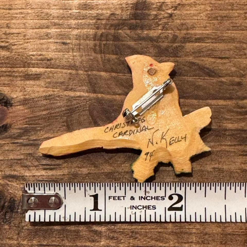 Vintage Hand Carved Wooden Cardinal 9fbb 3