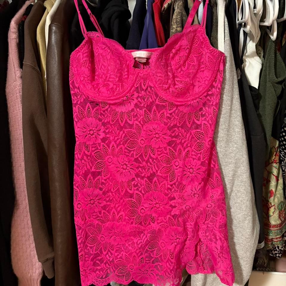 Pink Lace Slip Dress Lingerie