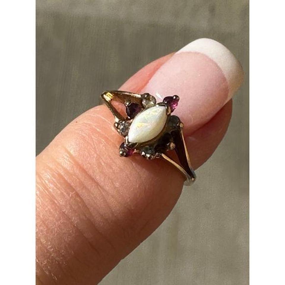 Vintage Ruby Opal Diamond Ring 5540