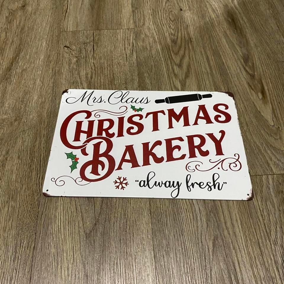 Metal White Christmas Bakery Sign