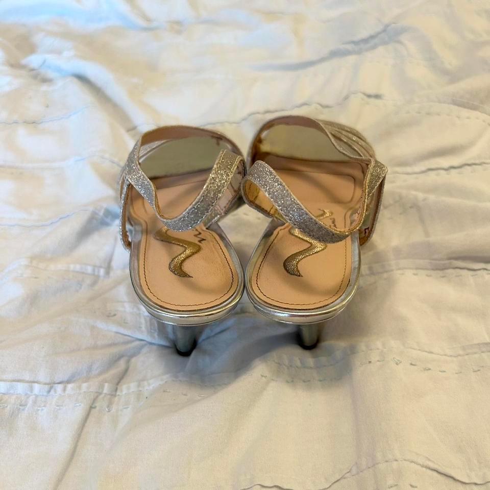 Silver Nina Glittery Open Toe Heels 4