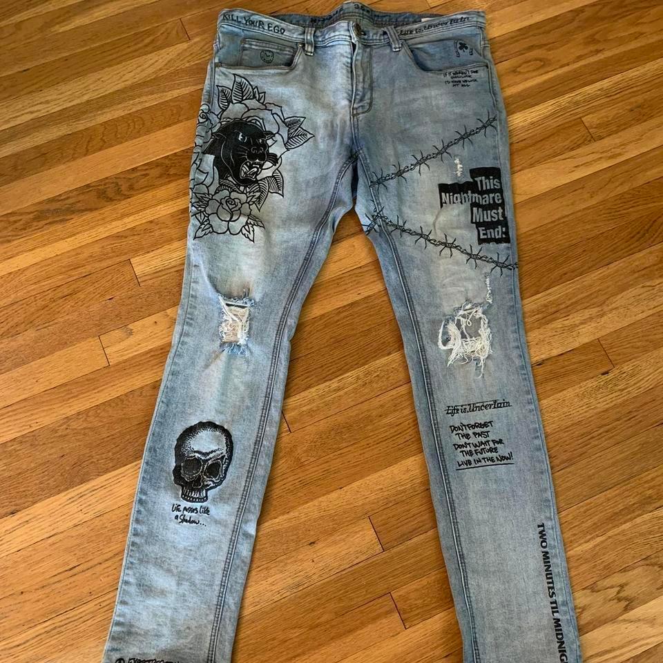 Rogue Printed Mens 36w Distressed
