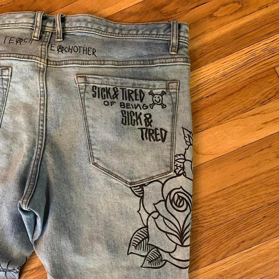 Rogue Printed Mens 36w Distressed 6