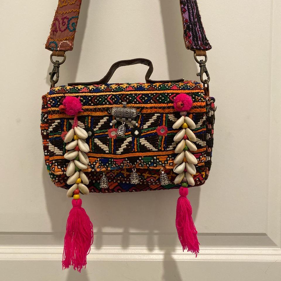 Multicoloured Boho Crossbody Bag With 33a5
