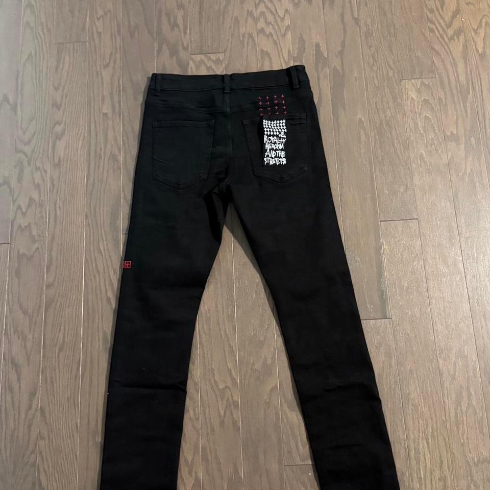 Black Denim Jeans With Red 958c 2