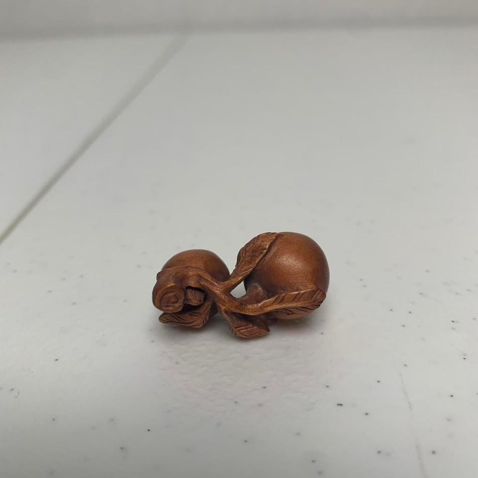 Japanese Netsuke Boxwood Buddhas Fruit 3