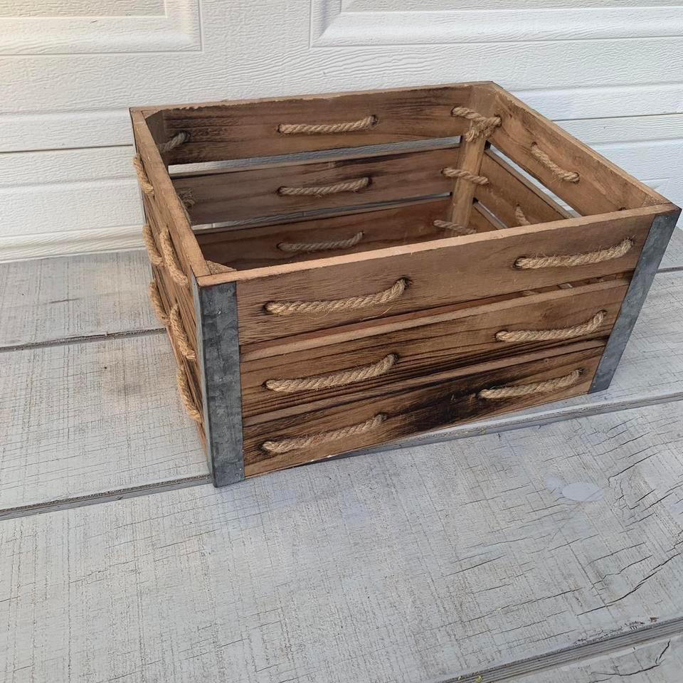 Rustic Wooden Crate Rope Cutout 7242